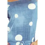 13-74 Sukienka sportowa - JEANS w białe GROCHY-5