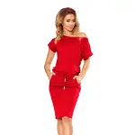 139-4 Sukienka sportowa z KRÓTKIM rękawkiem - CZERWONA-5