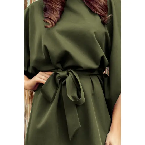 287-13 SOFIA Sukienka motyl - KHAKI-5