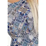 296-13 VICTORIA Trapezowa sukienka boho z printem w stylu śródziemnomorskim-6