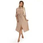 531-3 Szmizjerka midi ze złotymi guzikami i wiązaniem - MOCHA MOUSSE-7