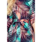 287-20 SOFIA Sukienka motyl z wiązaniem w pasie - palmowe LIŚCIE-5