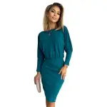 399-1 LARA Sukienka w prążki ze ściągaczami w rękawach - kolor morski-7