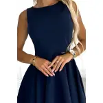 397-2 Elegancka sukienka z dłuższym tyłem - GRANATOWA-5