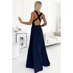 509-1 Elegancka długa suknia wiązana na wiele sposobów - GRANATOWA-3