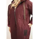 Kurtka damska Plus Size pikowana z kapturem i napisem HOPE śliwkowa-4