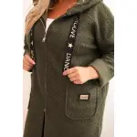 Płaszcz damski Plus Size ze sztucznego baranka z kapturem i kieszeniami khaki-4