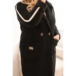 Płaszcz damski Plus Size ze sztucznego baranka z kieszeniami czarny-2
