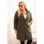 Płaszcz damski Plus Size ze sztucznego baranka z kieszeniami khaki-1