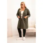 Płaszcz damski Plus Size ze sztucznego baranka z kieszeniami khaki-3