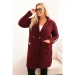 Płaszcz damski Plus Size ze sztucznego baranka z kieszeniami bordowy-1