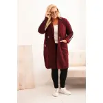 Płaszcz damski Plus Size ze sztucznego baranka z kieszeniami bordowy-2