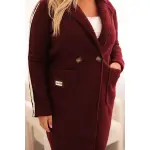Płaszcz damski Plus Size ze sztucznego baranka z kieszeniami bordowy-3