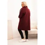 Płaszcz damski Plus Size ze sztucznego baranka z kieszeniami bordowy-4