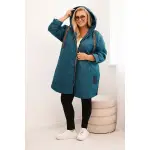 Kurtka damska Plus Size pikowana z kapturem i napisem HOPE morska-2