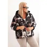 Kurtka damska Plus Size z kapturem i wydłużonym tyłem czarna-1