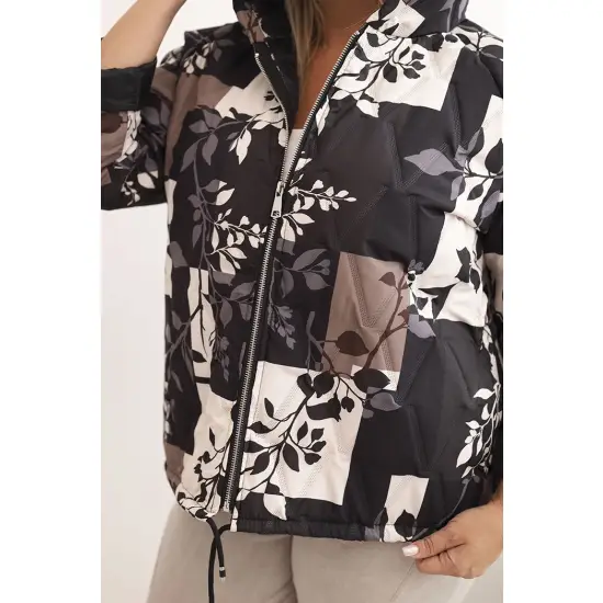 Kurtka damska Plus Size z kapturem i wydłużonym tyłem czarna-3
