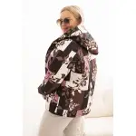 Kurtka damska Plus Size z kapturem i wydłużonym tyłem brązowa-2