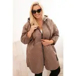 Kurtka damska Plus Size pikowana z kapturem i napisem HOPE fango-1