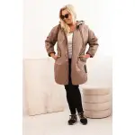 Kurtka damska Plus Size pikowana z kapturem i napisem HOPE fango-2