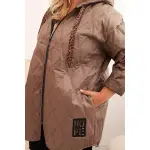 Kurtka damska Plus Size pikowana z kapturem i napisem HOPE fango-4