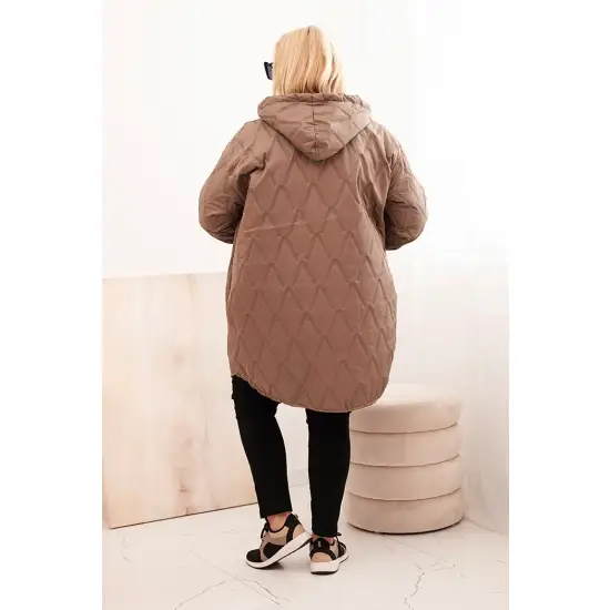 Kurtka damska Plus Size pikowana z kapturem i napisem HOPE fango-3