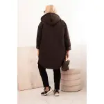 Kurtka damska Plus Size pikowana z kapturem i napisem HOPE brązowa-3
